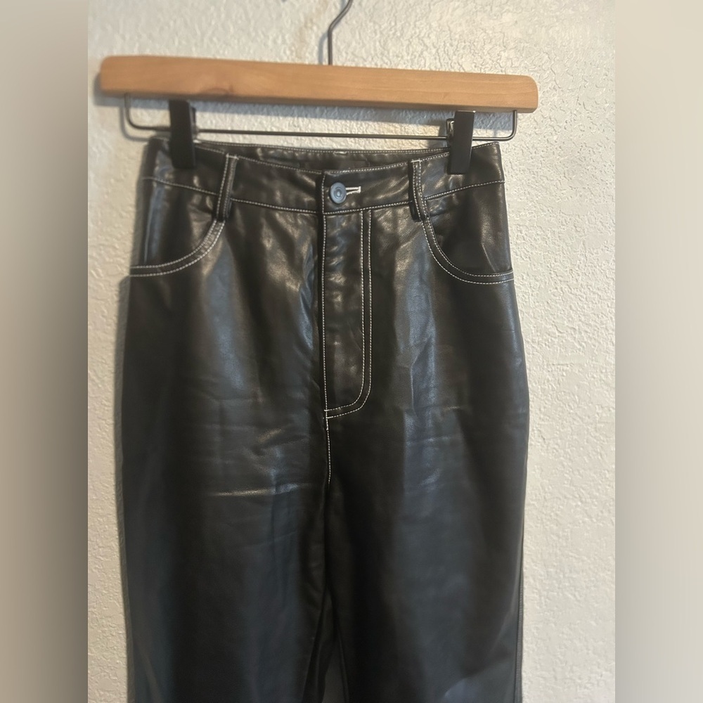 White fox pleather pants
